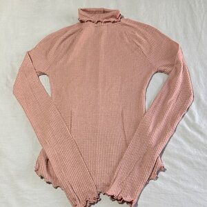 Free People Dusty Pink Ribbed Long Sleeve Top